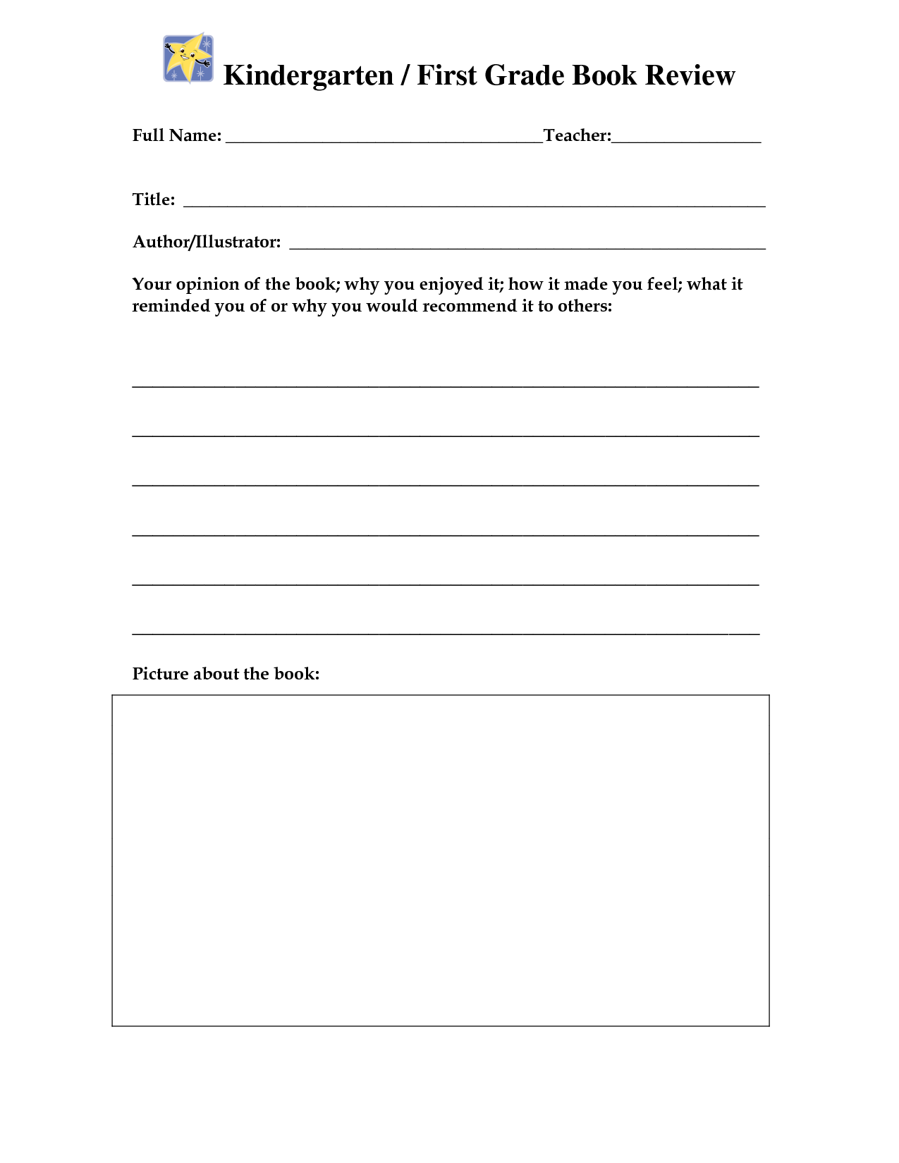 Nonfiction book report template 1st grade