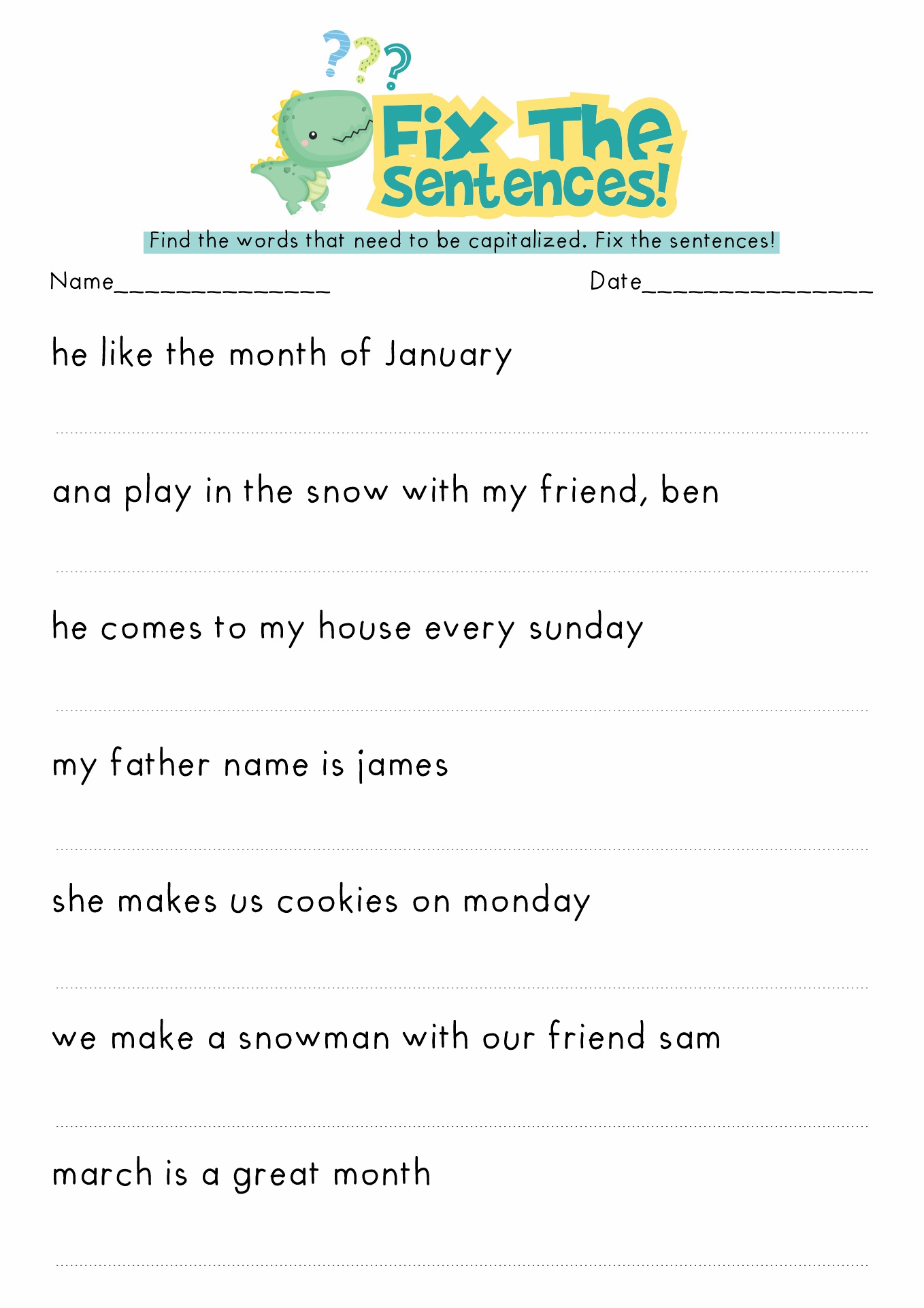 Free Printable Kindergarten Sentence Writing Worksheets Printable 