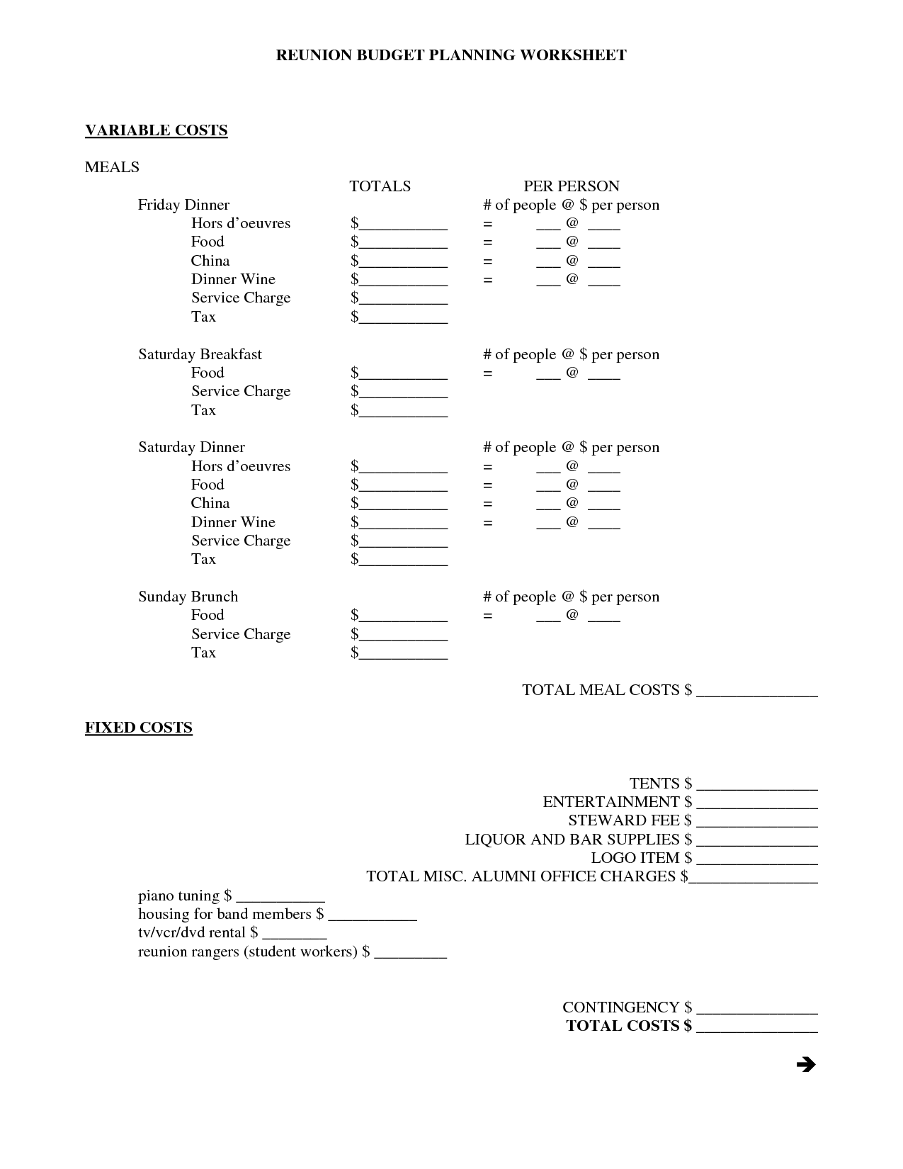12 Best Images of Family Reunion Budget Worksheet Family Reunion