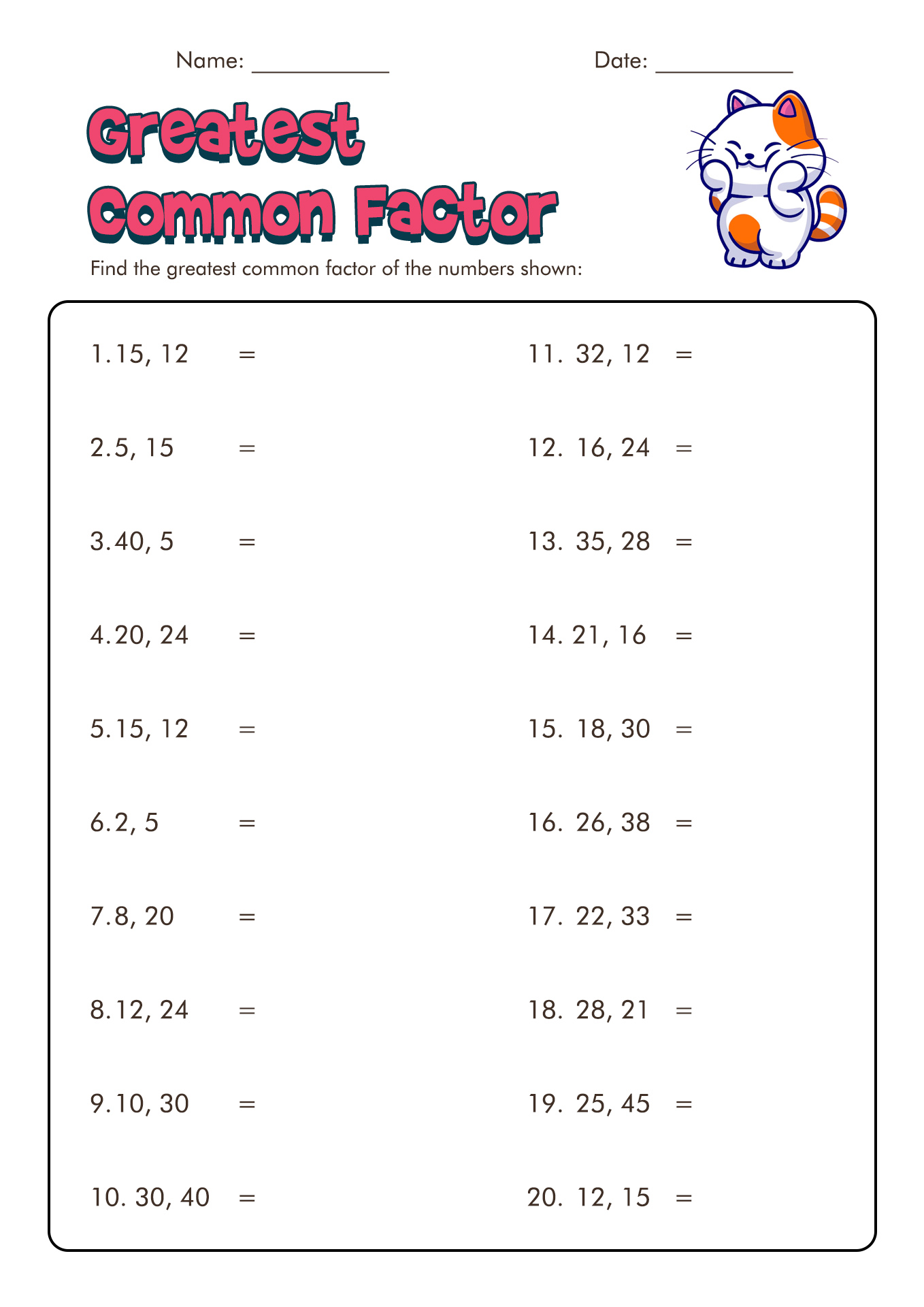 18 Best Images of Factoring Using GCF Worksheet.pdf - Greatest Common