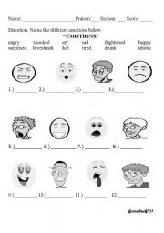 Identifying Emotions Worksheet