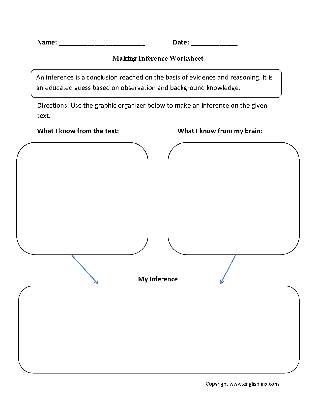 Inference Graphic Organizers Worksheets