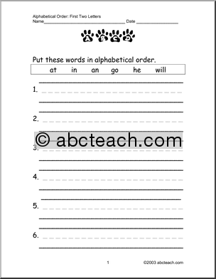Letters ABC Order Worksheets