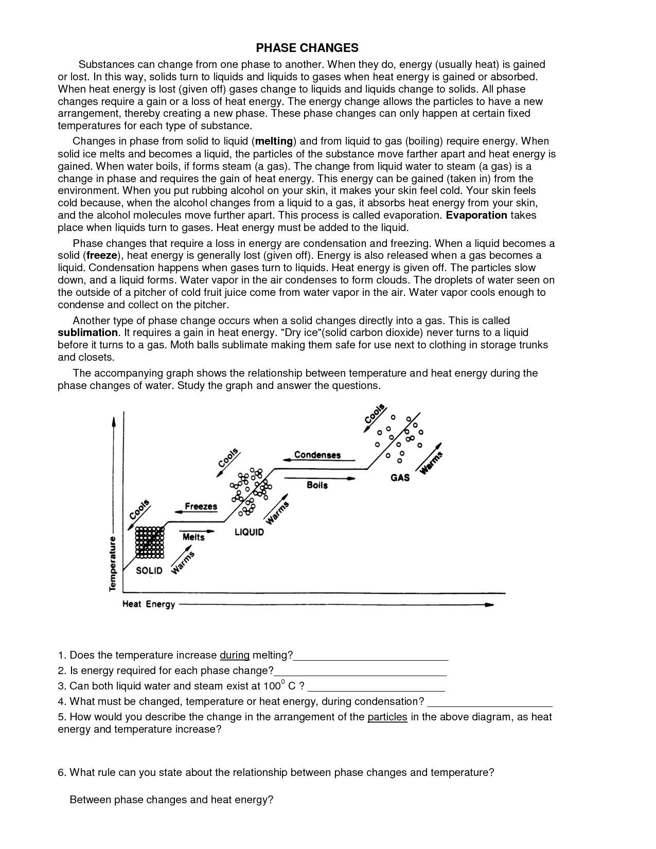 15 Best Images of Phase Change Worksheet - Phase Change Worksheet