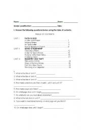 14 Best Images of Reading Table Of Contents Worksheets - Index Glossary