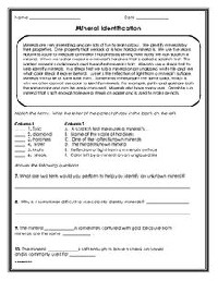 6th Grade Rocks and Minerals Worksheets