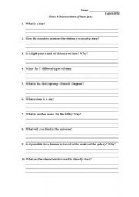8th Grade Science Worksheets