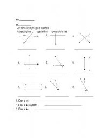 Identify Types of Lines Worksheets