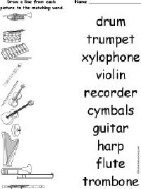 Music Instruments Worksheets Printable