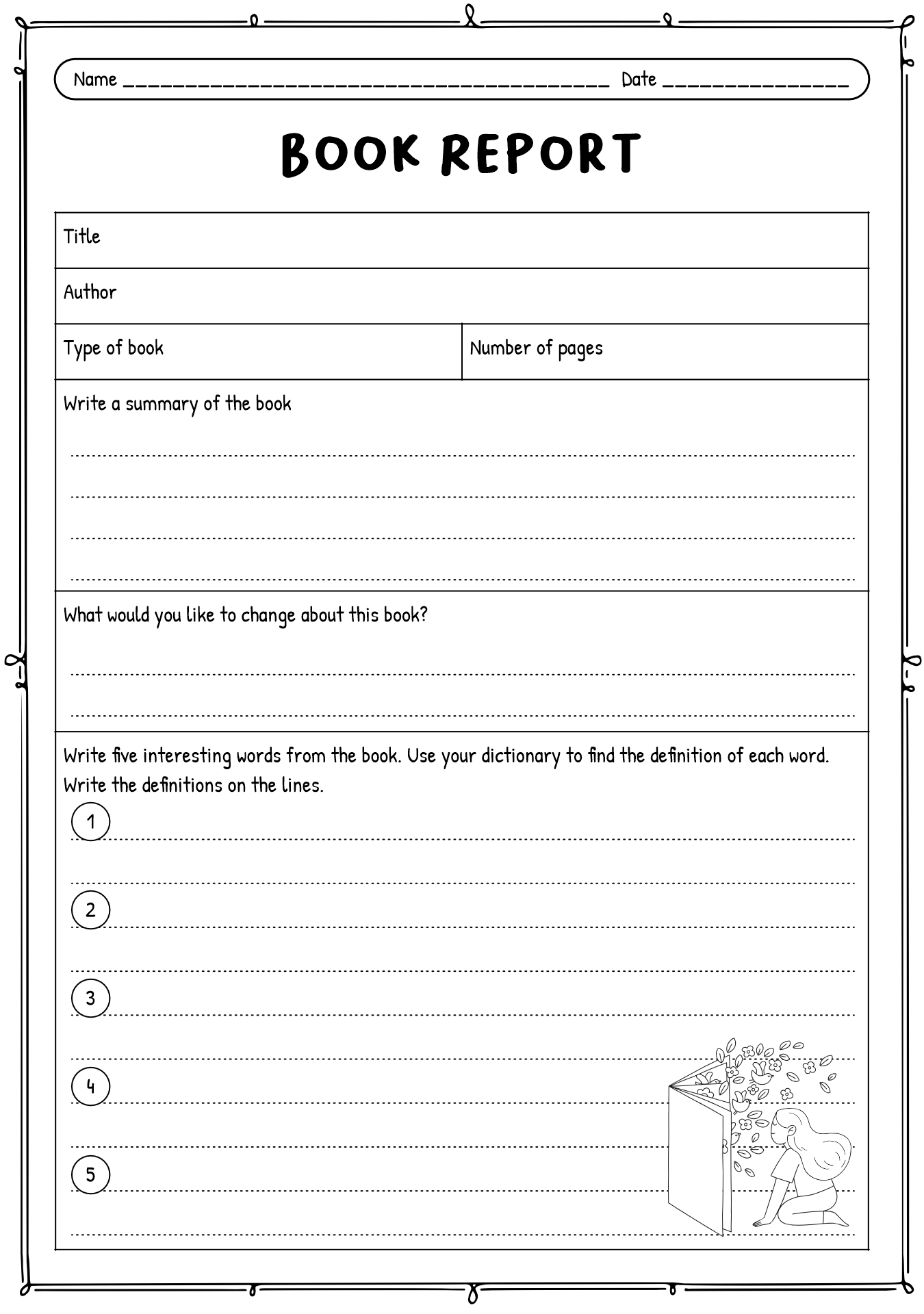 4th grade book report template pdf 4th grade book report template pdf image