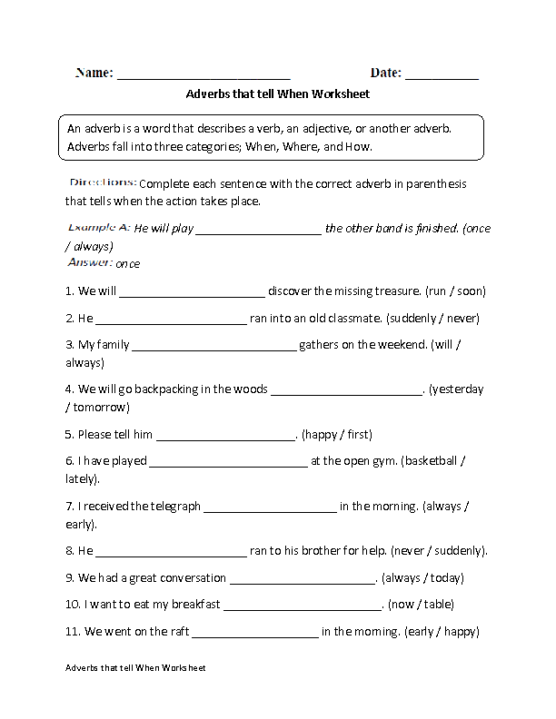 Comparative Adverbs Exercises Worksheet