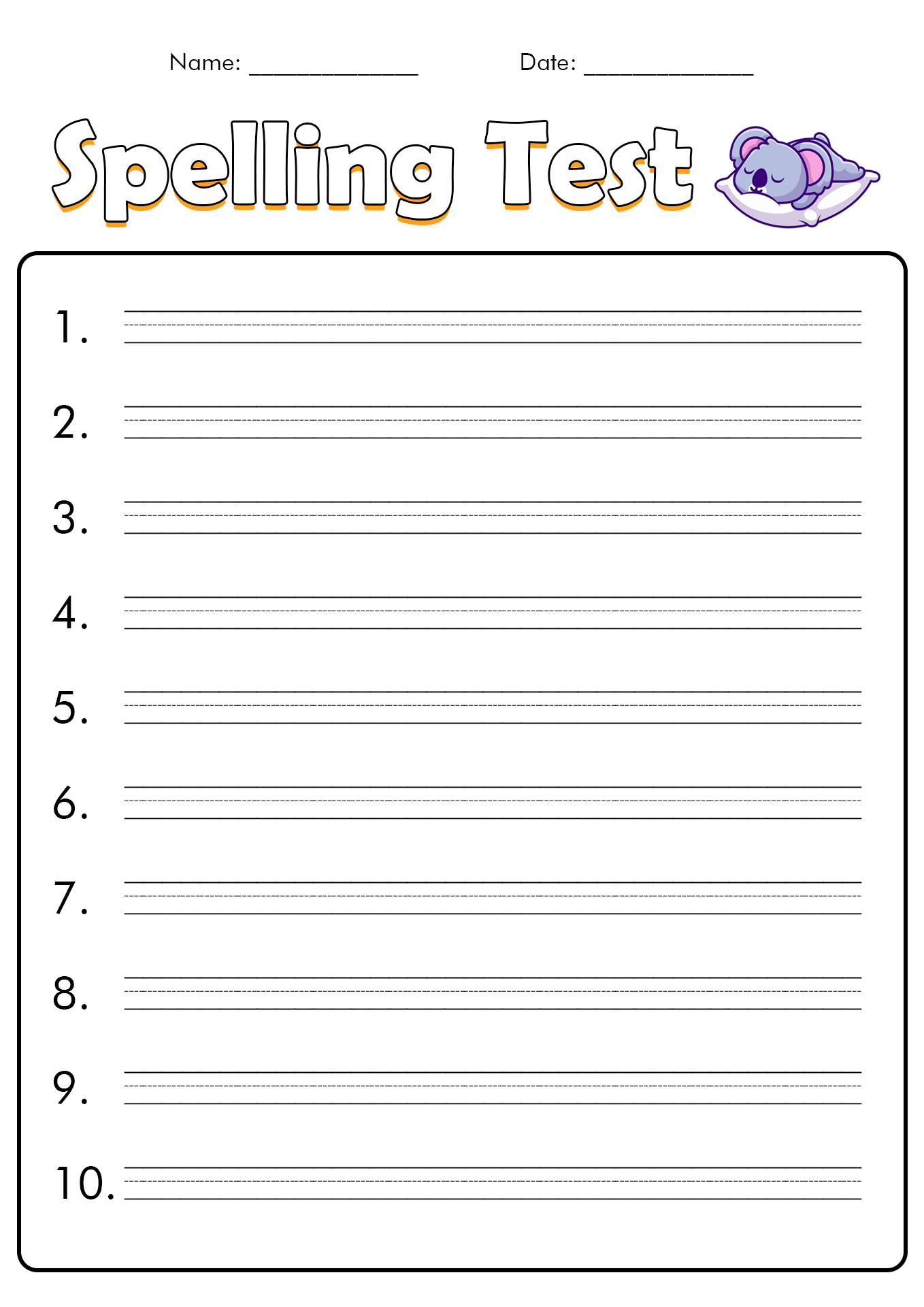 10 Best Images of Free Printable Spelling Test Worksheets Printable