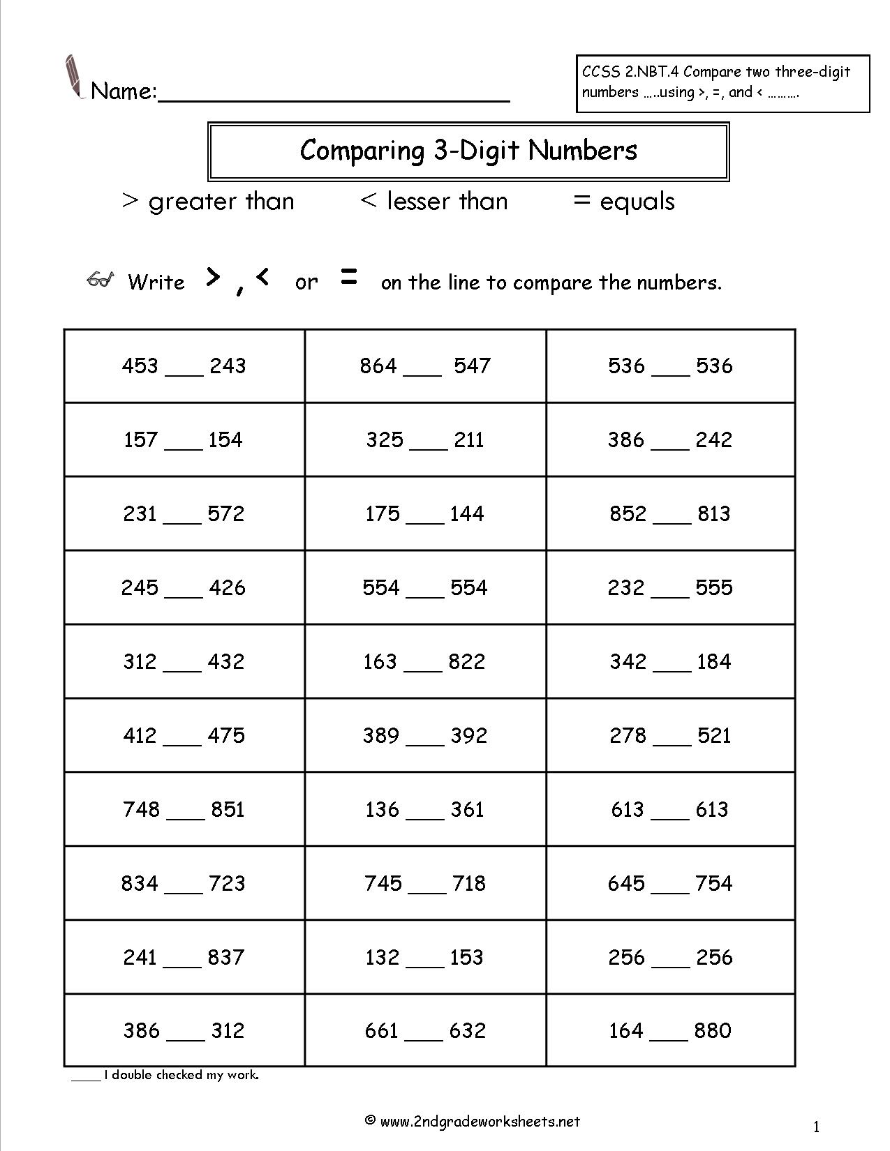 6 Best Images Of Ordering Numbers Worksheets Grade 3 Comparing