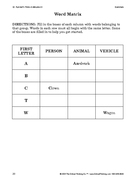 13 Best Images of Matrix Model Worksheets - Printable Matrix Worksheets