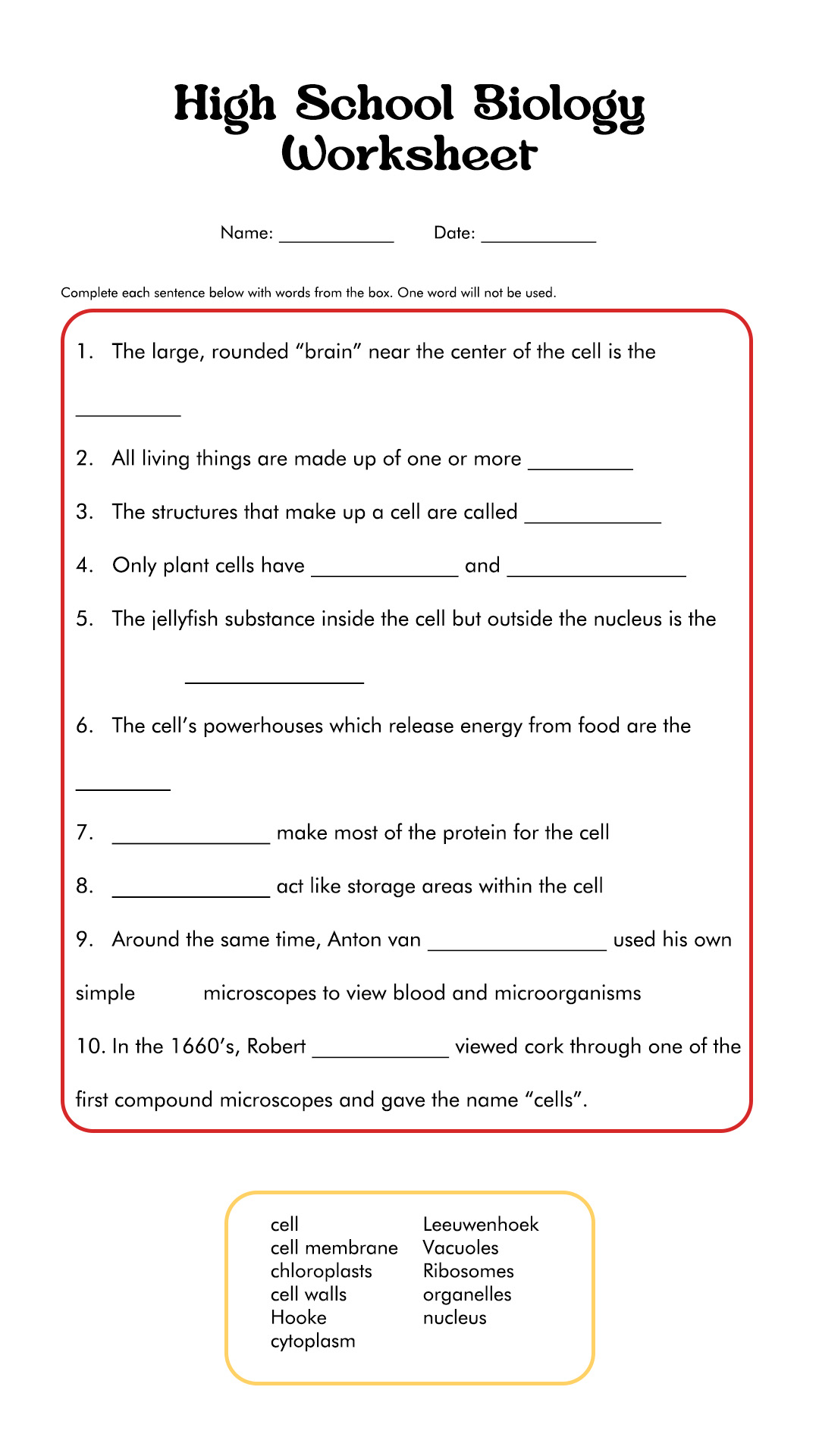 human-evolution-worksheet