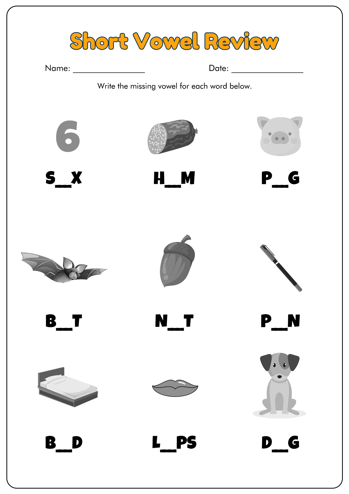 Short A Vowel Sound Worksheets