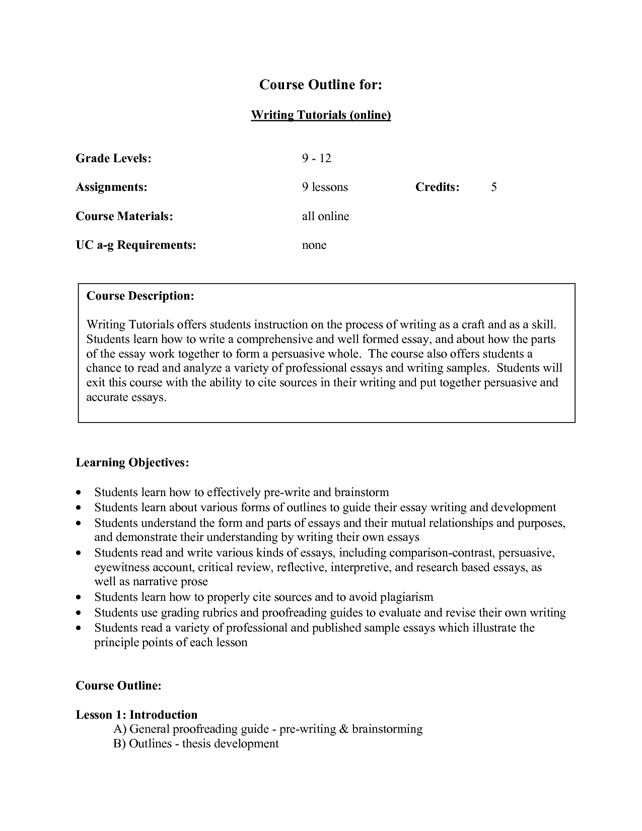 Essay structure with thesis