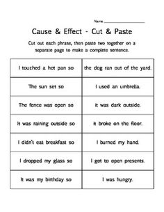 Printable Cause and Effect Worksheets