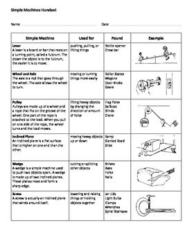 11 Best Images of Simple Machines Worksheet Answer Key - Simple