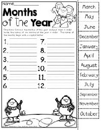 Printable Months of the Year Cut and Paste Worksheet