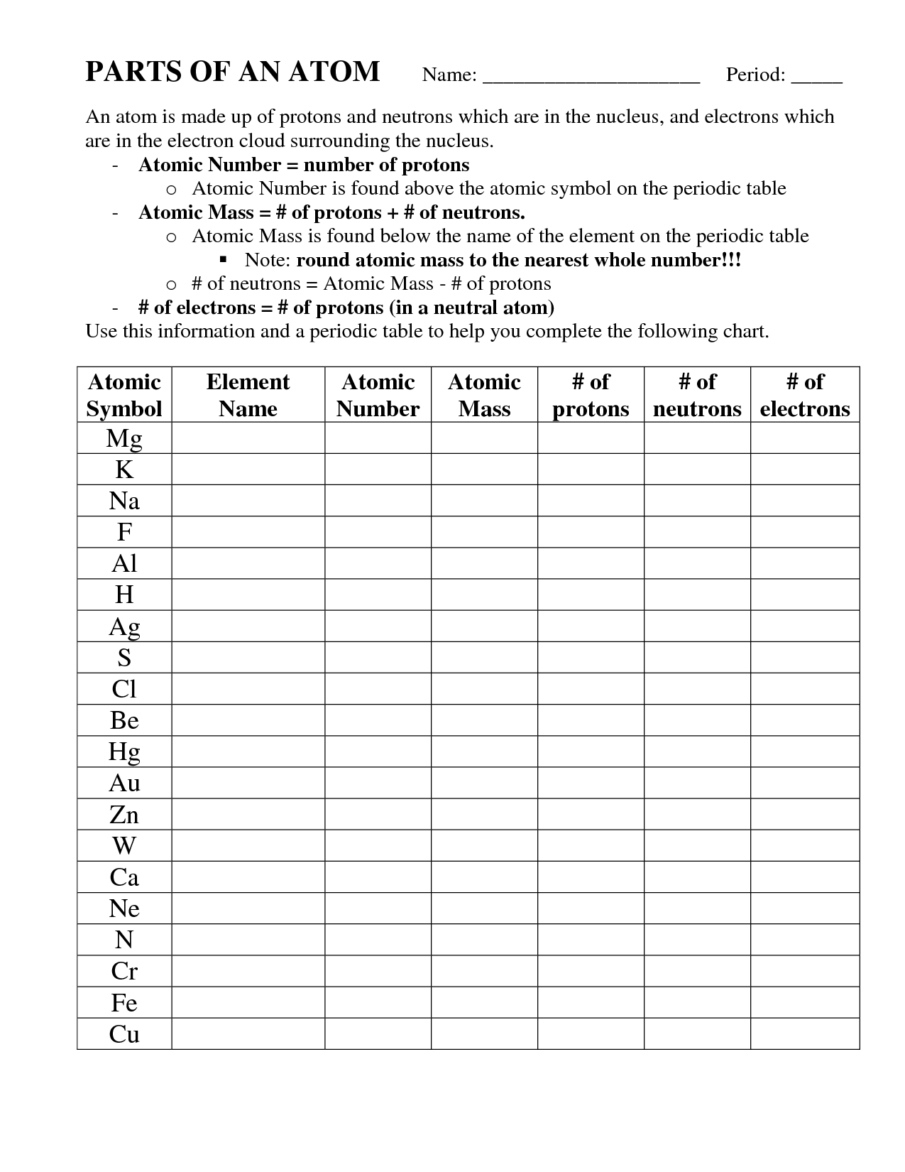 14 Best Images of Parts Of An Atom Worksheet - Electrons in Atoms