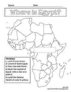 Ancient Egypt Map Activity Worksheet