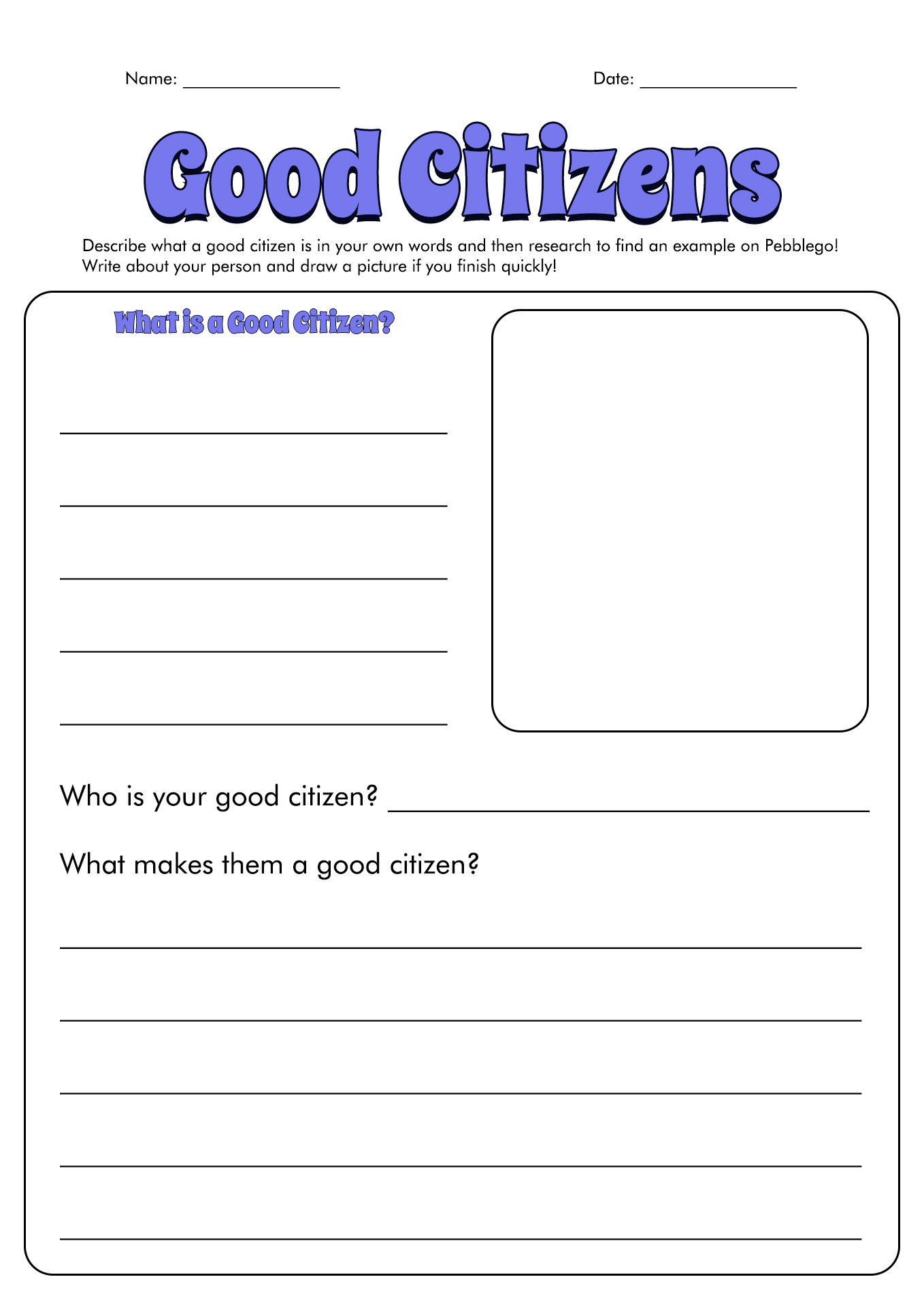 Being A Good Citizen Worksheets For Kindergarten Printable
