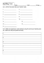 Blank Spelling Worksheets 3rd Grade