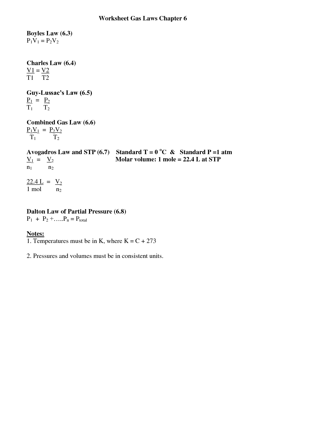 Boyle's Law Worksheet Answer Key