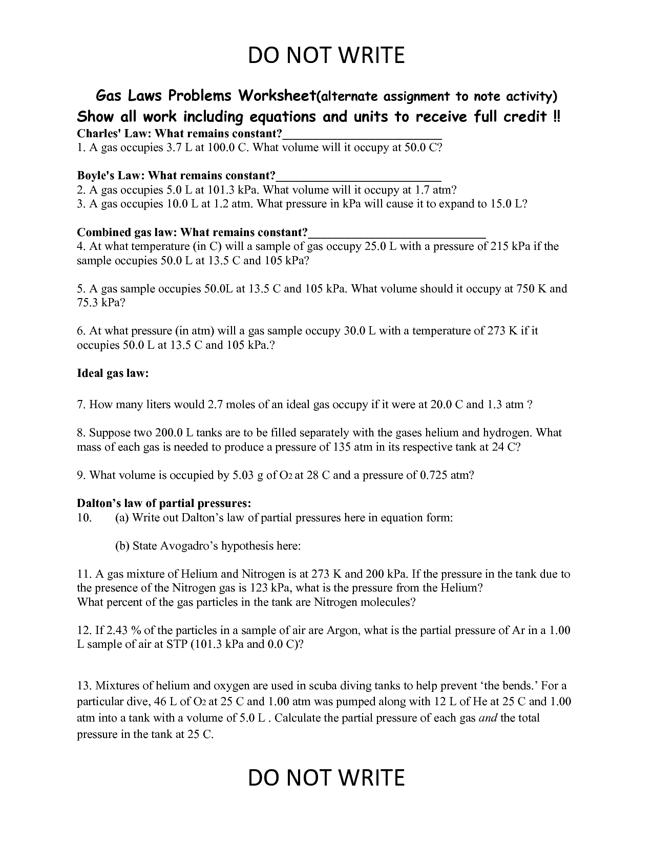 14 Best Images of Boyles Law Worksheet Answers  Ideal Gas Law Worksheet Answer Key, Boyles 
