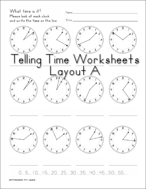 Clock Telling Time Worksheets