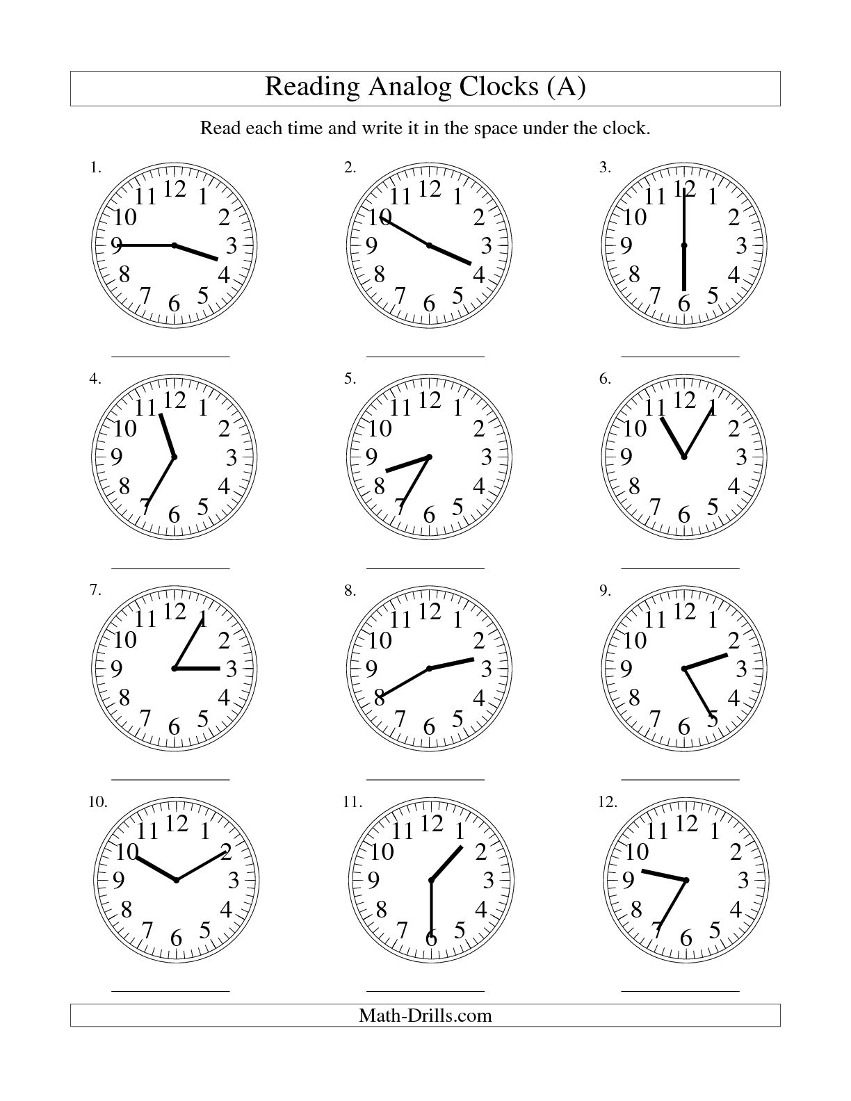 Clock Worksheets 5 Minute Intervals