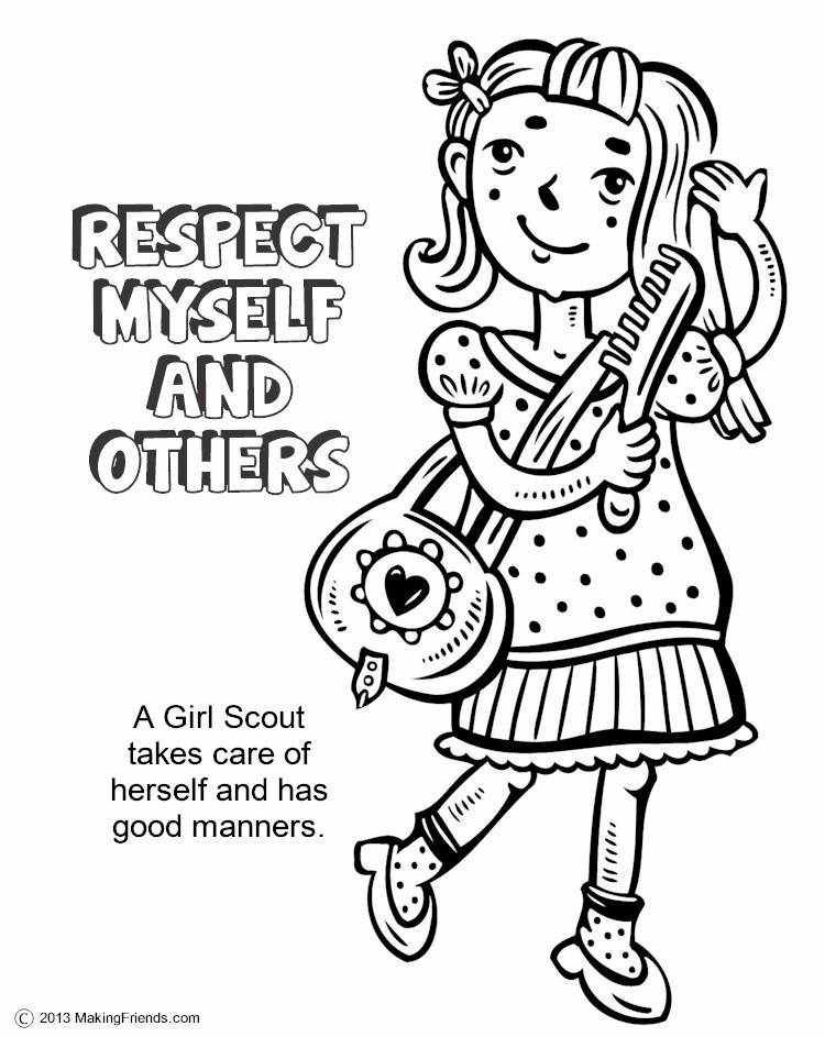 Girl Scouts Respect My Self and Others Coloring Page