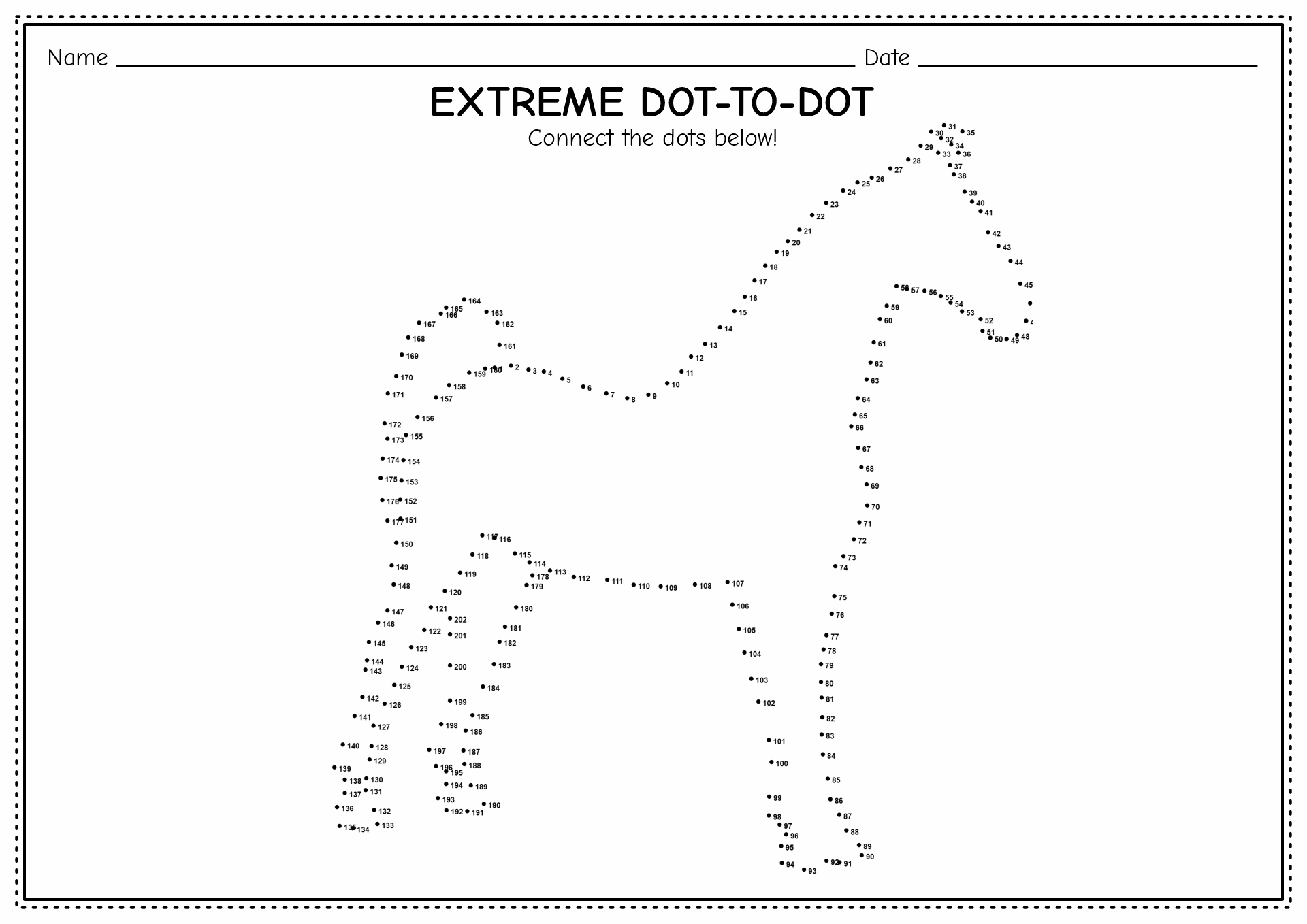 14 Images of Hard Dot To Dot Worksheets