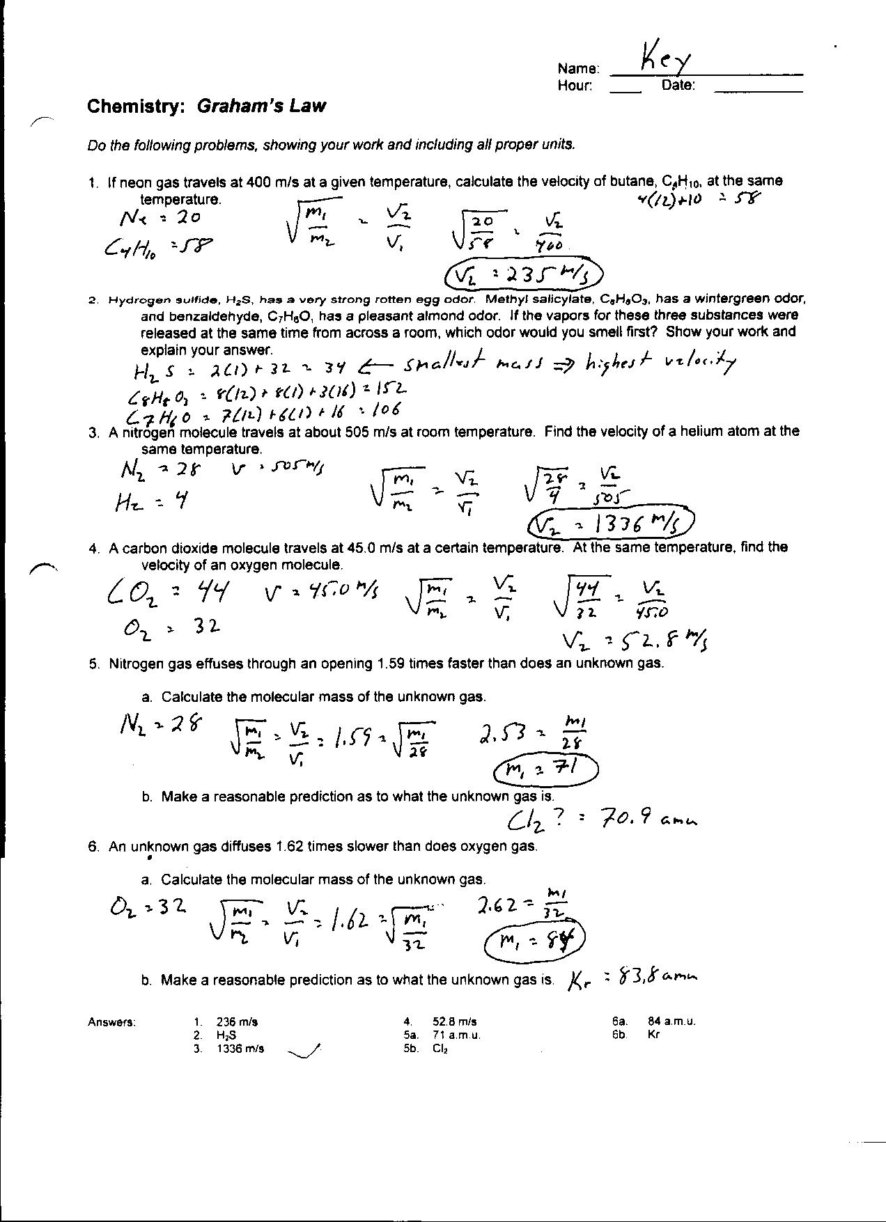 14 Best Images of Boyles Law Worksheet Answers  Ideal Gas Law Worksheet Answer Key, Boyles 