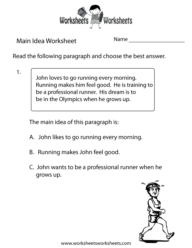 Main Idea Worksheet 4th Grade