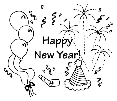 New Year's Printable Coloring Pages