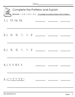 Pattern Worksheets 2nd Grade