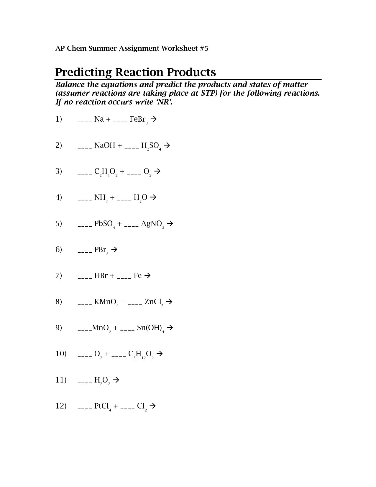 8 Best Images of Writing And Balancing Equations Worksheet Answers For