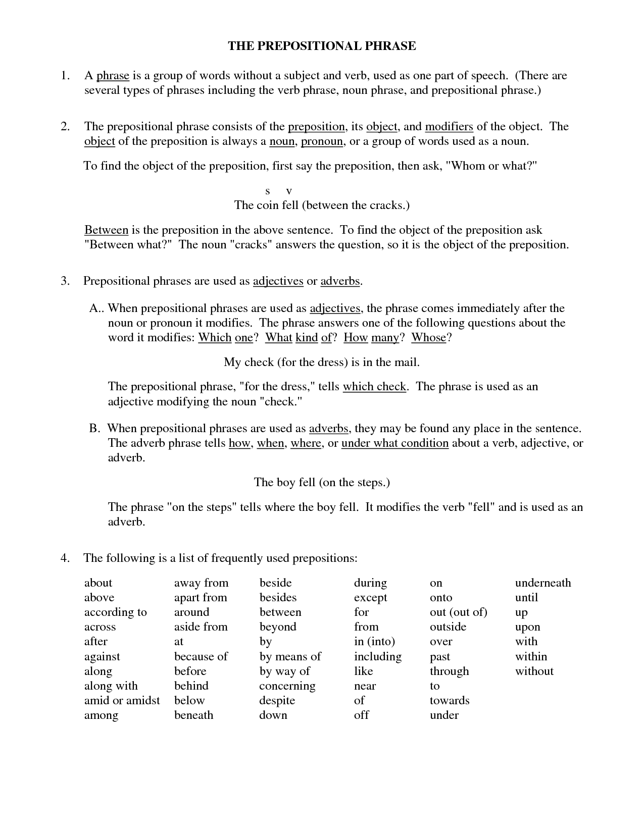 14 Best Images Of Prepositional Phrases Worksheets Prepositions And Prepositional Phrases