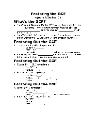 Greatest Common Factor Factoring Polynomials Worksheets