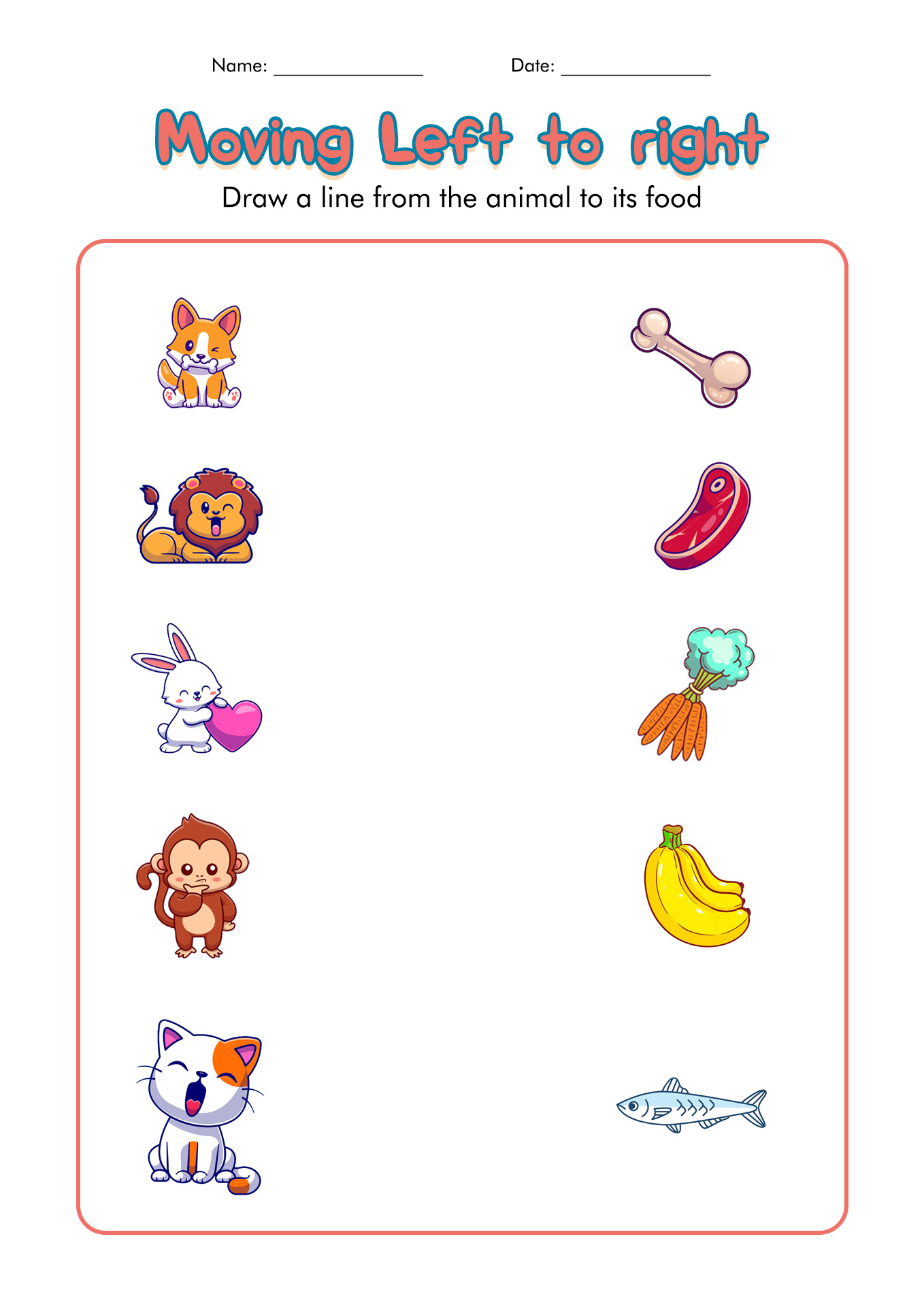 Preschool Animals And Their Food Worksheets