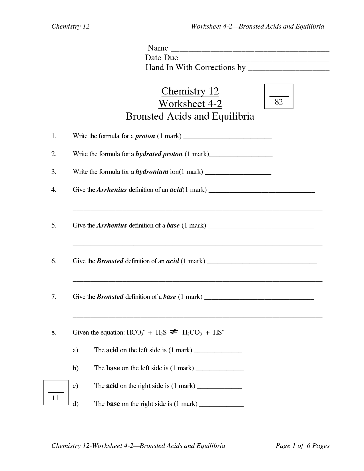 Ph And Acid Rain Worksheet Answers