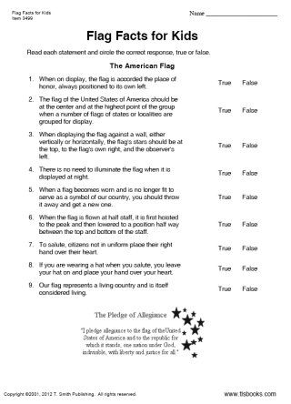 American Flag Fact Worksheet