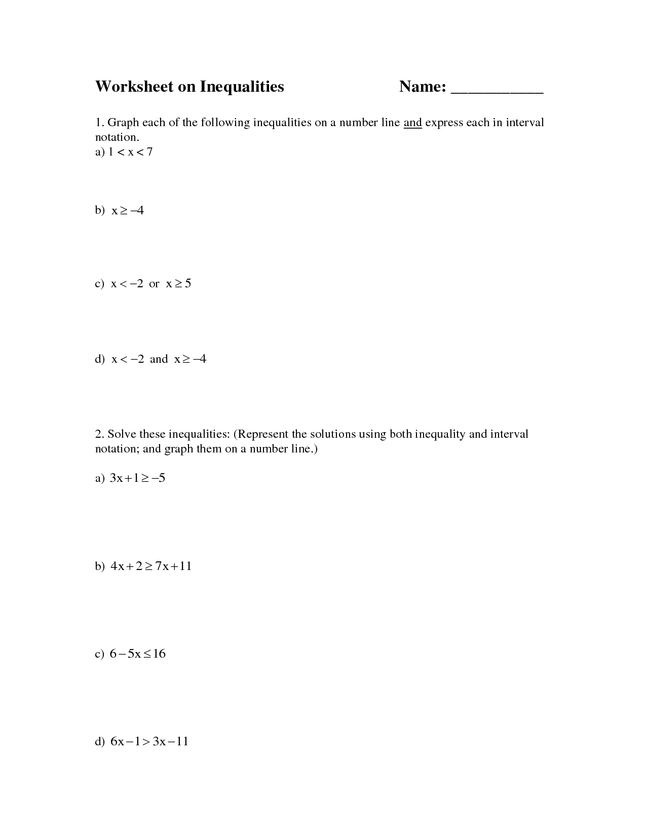 8 Best Images of Graphing Inequalities On A Number Line Worksheets  One Step Inequalities 