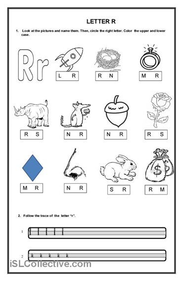 Kindergarten Worksheets Letter R