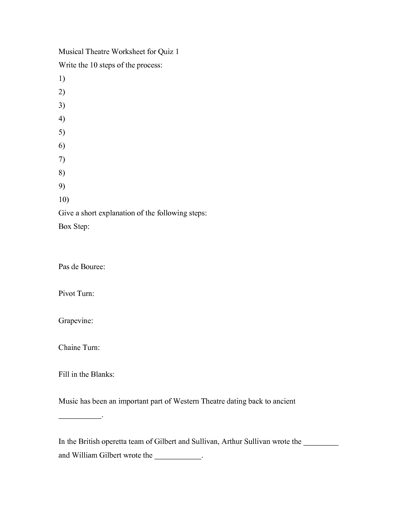 Elements Of Drama Worksheet