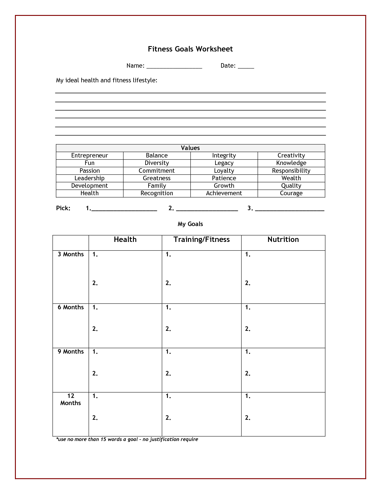 16 Best Images of Exercise And Nutrition Worksheets - Health and