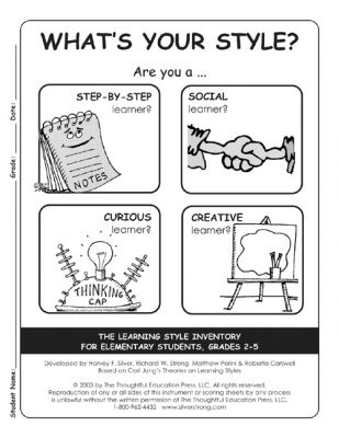 Adaptable printable learning styles inventory for college students