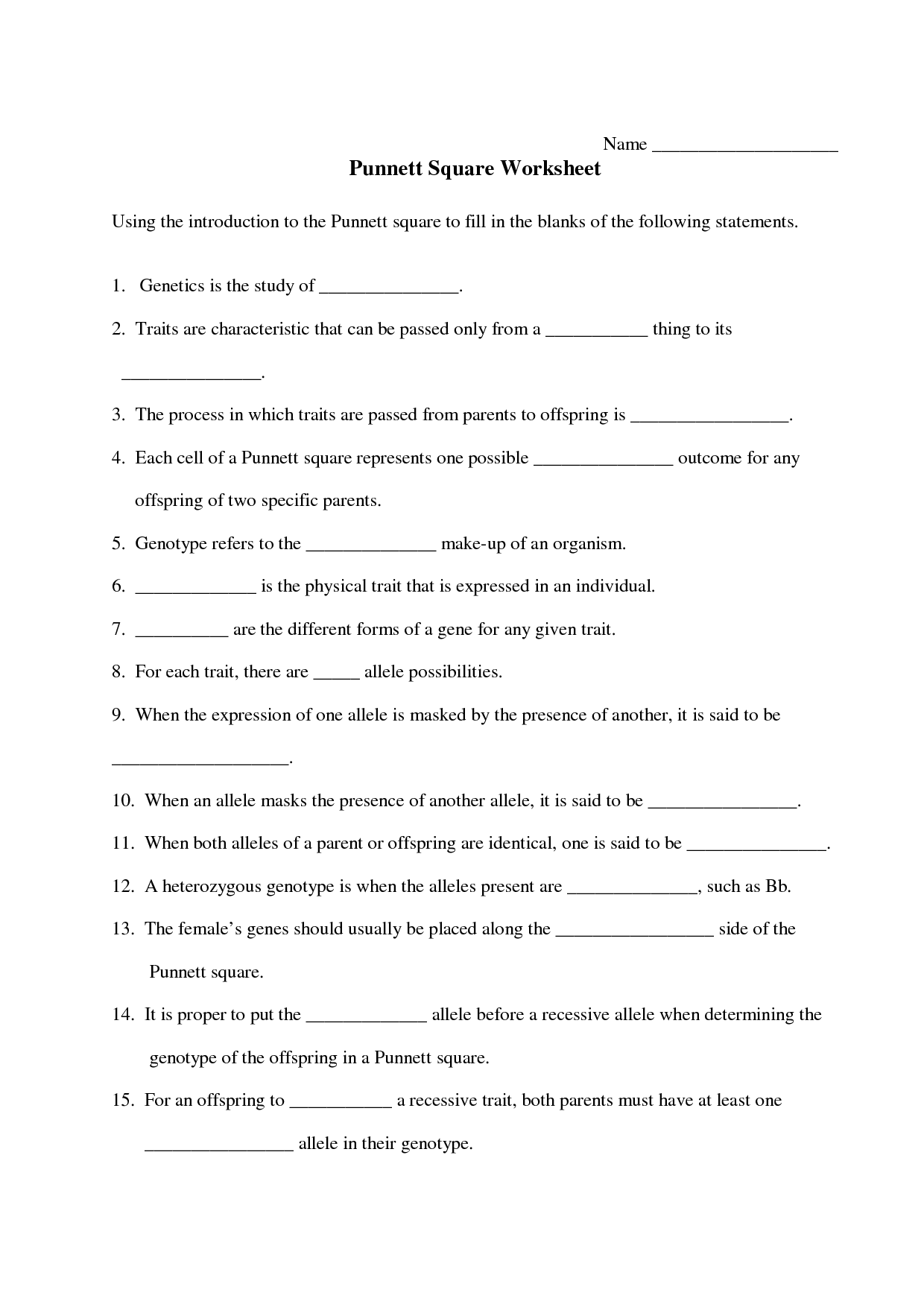 13 Best Images of Punnett Square Worksheets With Answers 